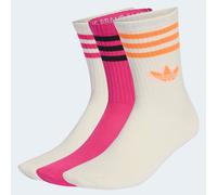 Sportsocken ADIDAS ORIGINALS "3S CREW S 3P", Herren, Gr. XL, sanftes weiß, shock pink, sanftes weiß, Obermaterial: 49% Baumwolle, 48% Polyester, 2% Elasthan, 1% Polyamid, Socken Sportsocken, für Laufe