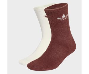 Sportsocken ADIDAS ORIGINALS "FLUFFY CREW 2 PAAR", Damen, Gr. L (43/45), wonder quartz, sanftes weiß, Obermaterial: 86% Polyamid, 12% Polyester, 2% Elasthan, Socken Sportsocken, mit flauschigem Trefoi
