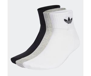 Sportsocken ADIDAS ORIGINALS "MID CREW, 3 PAAR", Damen, Gr. S (37/39), weiß, medium grau heather, schwarz, Obermaterial: 65% Baumwolle, 32% Polyester, 2% Elasthan, 1% Polyamid, Socken Sportsocken, knö