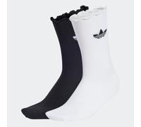 Sportsocken ADIDAS ORIGINALS "RUFFLE, 2 PAAR", Damen, Gr. L (43/45), weiß, schwarz, Obermaterial: 91% Polyamid, 5% Elasthan, 4% sonstige Fasern, Socken Sportsocken, für Erwachsene, mit Rüschendetails 