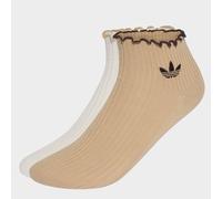 Sportsocken ADIDAS ORIGINALS "RUFFLE QUARTER", Damen, Gr. L (43/45), sanftes weiß, magic beige, aurora coffee, Obermaterial: 59% Baumwolle, 38% Polyester, 2% Elasthan, 1% Polyamid, Socken Sportsocken
