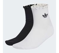 Sportsocken ADIDAS ORIGINALS "RUFFLE QUARTER", Damen, Gr. L, weiß, schwarz, Obermaterial: 59% Baumwolle, 38% Polyester, 2% Elasthan, 1% Polyamid, Socken Sportsocken (24290616-L) weiß, schwarz