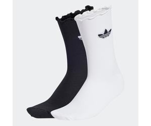 Sportsocken ADIDAS ORIGINALS "RUFFLE SOCK 2P", Damen, Gr. M (40/42), weiß, schwarz, Obermaterial: 91% Polyamid, 5% Elasthan, 4% sonstige Fasern, Socken Sportsocken, für Erwachsene, mit Rüschendetails
