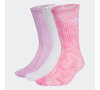 Sportsocken ADIDAS ORIGINALS "TIE DYE CREW, 3 PAAR", Damen, Gr. XL (46/48), weiß (bliss pink, bliss lila, weiß), Obermaterial: 50% Baumwolle, 46% Polyester, 3% Elasthan, 1% sonstige Fasern, uni, Socke
