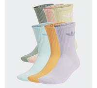 Sportsocken ADIDAS ORIGINALS "TREFOIL CUSHION CREW, 6 PAAR", Damen, Gr. XL (46/48), bunt (silber grün, glow pink, powder gelb), Obermaterial: 65% Baumwolle, 31% Polyester, 3% Elasthan, 1% sonstige Fas
