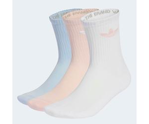 Sportsocken ADIDAS ORIGINALS "TREFOIL CUSHION CREW SOCKEN, 3 PAAR", Damen, Gr. M (40/42), weiß, crystal sky, sandy pink, Obermaterial: 65% Baumwolle, 31% Polyester, 3% Elasthan, 1% Polyamid, Socken Sp