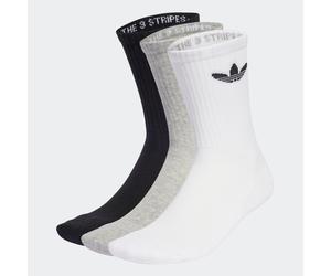 Sportsocken ADIDAS ORIGINALS "TREFOIL CUSHION CREW SOCKEN, 3 PAAR", Herren, Gr. S (37/39), schwarz-weiß (weiß, medium grau heather, schwarz), Obermaterial: 65% Baumwolle, 31% Polyester, 3% Elasthan, 1