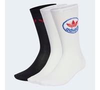 Sportsocken ADIDAS ORIGINALS "TREFOILS CREW, 3 PAAR", Herren, Gr. XL (46/48), weiß, better scarlet, schwarz, weiß, Obermaterial: 59% Baumwolle, 37% Polyester, 3% Elasthan, 1% Polyamid, Socken Sportsoc