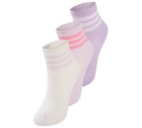 Sportsocken ADIDAS PERFORMANCE "3-STREIFEN KIDS, KNÖCHELLANG, MIT POLSTERUNG, 3ER-PACK", Mädchen, Gr. 19-21, rosa (powder plum, weiß, ice lavender), Obermaterial: 63% Baumwolle, 32% Polyester, 4% Elas