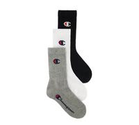 Champion Unisex Kinder Core-Junior 3PP Crew Socken, Hellgrau Meliert, Weiß, Schwarz, 31-34 EU (3er Pack)