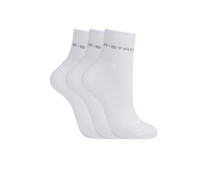 Sportsocken G-STAR "MUSK, 3 PACK ANKLET SPORTS SOCKS", Damen, Gr. 39-42, weiß (hellweiß), Materialmix, unifarben, Socken Sportsocken, unifarben, mit Logo-Jacquard (75918952-39) hellweiß