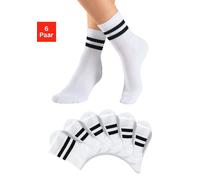 Sportsocken H.I.S, Damen, Gr. 35-38, 6x weiß, Baumwollmischung, unifarben, elastisch, Socken Sportsocken, klassische Tennissocken mit Streifen (90605703-35) 6x weiß