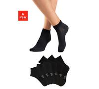 Sportsocken H.I.S, Damen, Gr. 39-42, schwarz (6x schwarz), Baumwollmischung, unifarben, elastisch, Socken Sportsocken, Fitness Pack mit zwei Längen in einer Packung (18316465-39) 6x schwarz