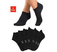 Sportsocken H.I.S, Damen, Gr. 43-46, schwarz (6x schwarz), Baumwollmischung, unifarben, elastisch, Socken Sportsocken, Kurzsocken und Sneakersocken in einem Pack (91407858-43) 6x schwarz