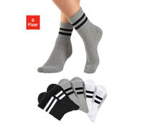 Sportsocken H.I.S, Damen, Gr. 47-48, 2x schwarz, 2x grau meliert, 2x weiß, Baumwollmischung, unifarben, elastisch, Socken Sportsocken, klassische Tennissocken mit Streifen (84271514-47) 2x schwarz, 2x