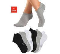 Sportsocken H.I.S, Damen, Gr. 47-48, 2x schwarz, 2x grau meliert, 2x weiß, Baumwollmischung, unifarben, elastisch, Socken Sportsocken, Kurzsocken und Sneakersocken in einem Pack (44966801-47) 2x schwa