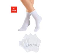 Sportsocken H.I.S, Damen, Gr. 47-48, weiß (6x weiß), Baumwollmischung, unifarben, elastisch, Socken Sportsocken, Fitness Pack mit zwei Längen in einer Packung (92350316-47) 6x weiß