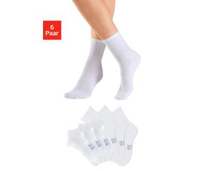 Sportsocken H.I.S "Sneaker Socken und Tennissocken für Damen und Herren", Damen, Gr. 43-46, weiß (6x weiß), Baumwollmischung, unifarben, elastisch, Socken Sportsocken, mit zwei Längen in einer Packung