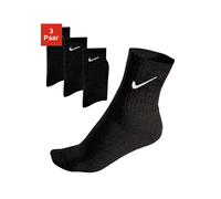 Sportsocken NIKE, Herren, Gr. S (34/37), schwarz (3x schwarz), Baumwolle, Elasthan, Polyamid, elastisch, Socken Sportsocken, mit Frottee, Topseller (512148-S) 3x schwarz