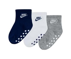 Sportsocken NIKE SPORTSWEAR "3PK QUARTER SOCK NHN CORE FUTURA GR", Mädchen, Gr. 86-92, bunt, Obermaterial: 52% Baumwolle, 43% Polyester, 5% Elasthan, Socken Sportsocken, für Babys (76845439-86) bunt