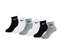 Sportsocken NIKE SPORTSWEAR "NHN NIKE BASIC PACK QUARTER", Mädchen, weiß (weiß, schwarz g), Obermaterial: 97% Polyester, 3% Elasthan, Socken Sportsocken, für Kinder, 5 bis 7 Jahre (49027331-0) weiß, s