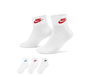 Sportsocken NIKE SPORTSWEAR "U NK NSW EVERYDAY ESSENTIAL AN", Damen, Gr. L (42/45), weiß (multi, color), Obermaterial: 98% Polyester, 2% Elasthan, Socken Sportsocken, 3er-Pack, mit Logoschriftzug, aus