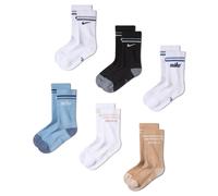 Sportsocken NIKE "Y NK ED CSH CRW 6P-144 LFESTYL", Mädchen, Gr. M (140/146), multi, color, Obermaterial: 73% Baumwolle, 23% Nylon, 3% Elasthan, 1% Polyester, Socken Sportsocken, Für Kinder und Jugendl