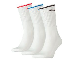 Sportsocken PUMA "PUMA UNISEX STRIPED CREW SOCK", Herren, Gr. 47-49, weiß, Baumwollmischung, normal, Socken Sportsocken, Komfort-Bund, Frottee-Polsterung, flache Zehennaht (24489020-47) weiß