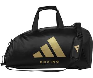 Sporttasche ADIDAS PERFORMANCE "2in1 Bag PU Boxing" Gr. L, schwarz (schwarz, gold), Taschen, B/H/T: 72cm x 34cm x 34cm L, Kunstleder, Sporttasche, Adidas Logo, B:72cm H:34cm T:34cm (30248209-L) schwar