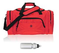 Sporttasche Damen Herren Color Big 55 cm 40 L Nassfach Reisetasche Sport Fitness Sauna Tasche groß 1296 + Trinkflasche (Smooth Red (Rot))