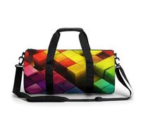 Sporttasche für Damen und Herren, kräftige Farbblöcke, Seesack, Übernachtungstasche mit Fach, Turnbeutel, Kräftige Farbblöcke, 17.7in/9in/9in