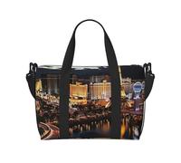 Sporttasche für Damen und Herren, Reisetasche, Las Vegas, Nachtansicht, Wochenendtasche, Segeltuch, Handgepäcktasche für Reisen, Schwimmen, Fitness, Workout, Sport, Seesack, Las Vegas Night View, One,
