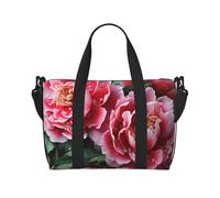 Sporttasche für Damen und Herren, Reisetasche, Wochenendtasche, Handgepäck, Übernachtungstasche, für Reisen, Schwimmen, Fitness, Workout, Sport, Blaugrün, Achat, Schöne Pfingstrosen-Blume