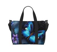 Sporttasche für Damen und Herren, Reisetasche, Wochenendtasche, Handgepäck, Übernachtungstasche, für Reisen, Schwimmen, Fitness, Workout, Sport, Galaxie, Blau, Schmetterling, Galaxy Blue Butterfly