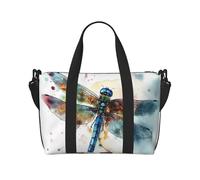 Sporttasche für Damen und Herren, Reisetasche, Wochenendtasche, Handgepäck, Übernachtungstasche, für Reisen, Schwimmen, Fitness, Workout, Sport, Weiß, Bengalischer Tiger, Duffle Bag, Aquarell Libelle