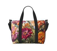 Sporttasche für Damen und Herren, Reisetasche, Wochenendtasche, Handgepäck, Übernachtungstasche, für Reisen, Schwimmen, Fitness, Workout, Sport, schlafende Katze, Seesack, Bunte Frühling Sommer Blume