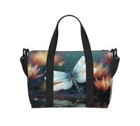 Sporttasche für Damen und Herren, Reisetasche, Wochenendtasche, Handgepäck, Übernachtungstasche, für Reisen, Schwimmen, Fitness, Workout, Sport, Frohe Weihnachten, Palme, Libelle mit Seerose
