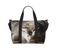 Sporttasche für Damen und Herren, Reisetasche, Wochenendtasche, Handgepäck, Übernachtungstasche, für Reisen, Schwimmen, Fitness, Workout, Sport, schlafende Katze, Seesack, Schlafende Katze