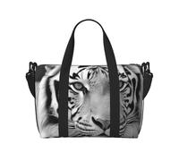 Sporttasche für Damen und Herren, Reisetasche, Wochenendtasche, Handgepäcktasche für Reisen, Schwimmen, Fitness, Workout, Sport, kreative Tiere, Löwe, Seesack, Black White Tiger, Einheitsgröße