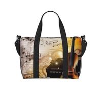 Sporttasche für Damen und Herren, Reisetasche, Wochenendtasche, Handgepäcktasche für Reisen, Schwimmen, Fitness, Workout, Sport, Unterwasserwelt, Korallenrot, Musiknoten für Klavier / Violine