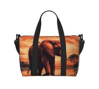 Sporttasche für Damen und Herren, Reisetasche, Wochenendtasche, Handgepäcktasche für Reisen, Schwimmen, Fitness, Workout, Sport, Sonnenuntergang, Weinglas, Duffle Bag, Sonnenuntergang Elefant