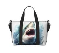 Sporttasche für Damen und Herren, Reisetasche, Wochenendtasche, Handgepäcktasche für Reisen, Schwimmen, Fitness, Workout, Sport, zwei Giraffen, Duffle Bag, Shark in the Sea, Einheitsgröße