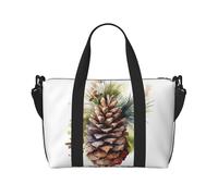 Sporttasche für Damen und Herren, Reisetasche, Wochenendtasche, Handgepäcktasche für Reisen, Schwimmen, Fitness, Workout, Sport, Weltkrieg, Flugzeug, Aquarell-Tannenzapfen, Einheitsgröße