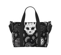 Sporttasche für Damen und Herren, Reisetasche, Wochenendtasche, Handgepäcktasche für Reisen, Schwimmen, Fitness, Workout, Sport, zwei Giraffen, Duffle Bag, Totenkopf Katze Mond Gothic, Einheitsgröße