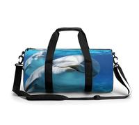 Sporttasche für Damen und Herren, zylindrisch, mit Dackel-Druck, wasserdicht, Schulterriemen, Delfin mit einem Lächeln, 17.7in/9in/9in, Bedruckt