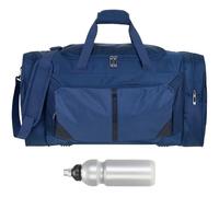 Sporttasche groß Damen Herren Large 52 cm 40 L Nassfach Reisetasche Sport Fitness Sauna Saunatasche Schwimmtasche Tasche groß Force 5176 Large + Trinkflasche (Deep Blue (Dunkelblau))
