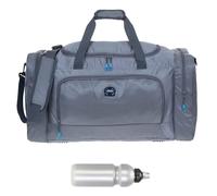 Sporttasche groß Damen Herren Trainer Large 55 cm 40 L Nassfach Reisetasche Sport Fitness Sauna Saunatasche Schwimmtasche Tasche groß 1243 + Trinkflasche (Titan Grey (grau))