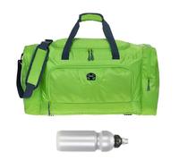 Sporttasche groß Damen Herren Trainer Large 55 cm 40 L Nassfach Reisetasche Sport Fitness Sauna Saunatasche Schwimmtasche Tasche groß 1243 + Trinkflasche (Lime Green (grün))