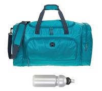 Sporttasche groß Damen Herren Trainer Large 55 cm 40 L Nassfach Reisetasche Sport Fitness Sauna Saunatasche Schwimmtasche Tasche groß 1243 + Trinkflasche (Petrol Türkis (türkis))