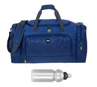 Sporttasche groß Damen Herren Trainer Large 55 cm 40 L Nassfach Reisetasche Sport Fitness Sauna Saunatasche Schwimmtasche Tasche groß 1243 + Trinkflasche (Dark Marine Blue (blau))